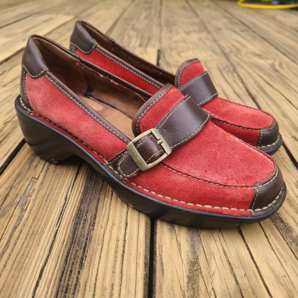 Vintage Suede and Leather "Rae" Mules by St. John's Bay. Brick Red and Brown